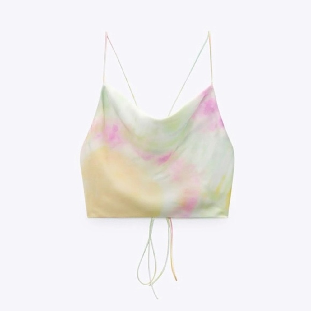 Zara Tie Dye Satin Effect strappy top